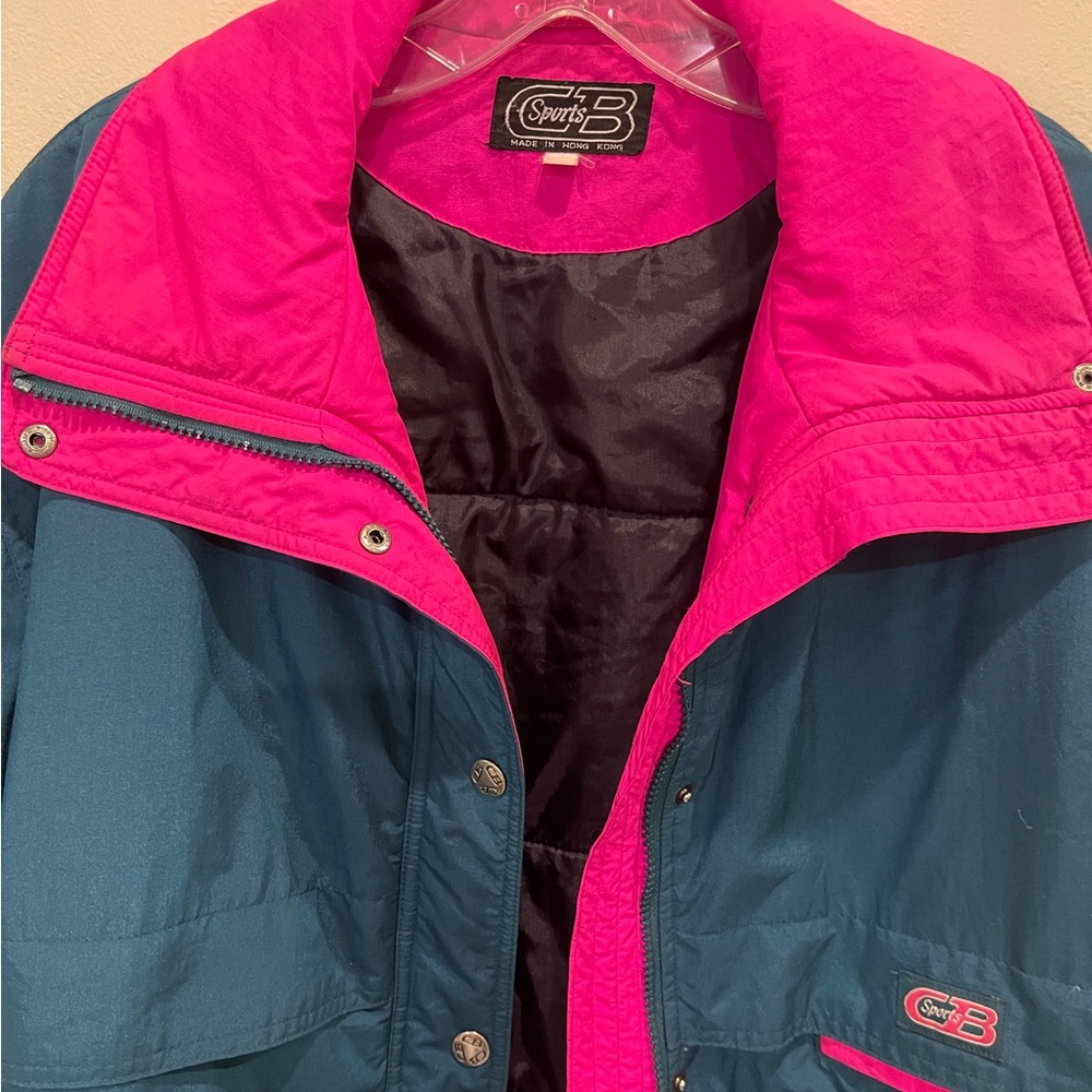 Vintage CB Sports Winter Ski Jacket Coat Teal and Pink - Picture 2 of 10